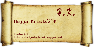 Hejja Kristóf névjegykártya